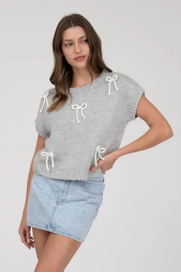The Kaeli Bow Detail Cap Sleeve Sweater