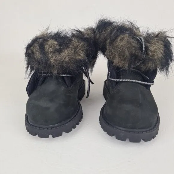 Timberland Roll Top Snorkel Toddler's Boots Black Nubuck