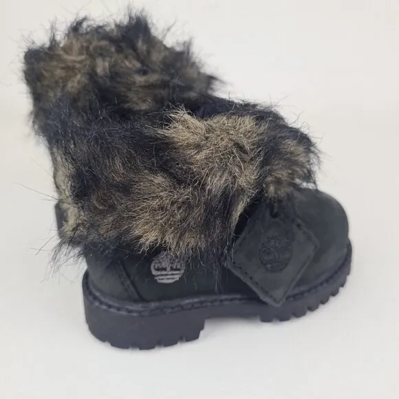 Timberland Roll Top Snorkel Toddler's Boots Black Nubuck