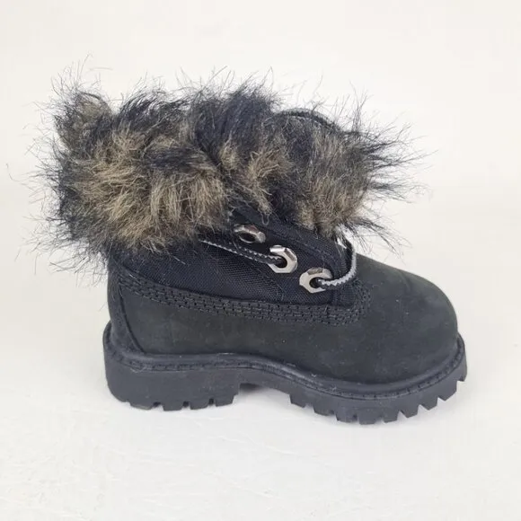Timberland Roll Top Snorkel Toddler's Boots Black Nubuck