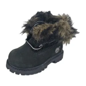 Timberland Roll Top Snorkel Toddler's Boots Black Nubuck