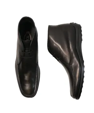 TOD’S - “Quinn” Lace Up Ankle Boot Black Leather - 10.5