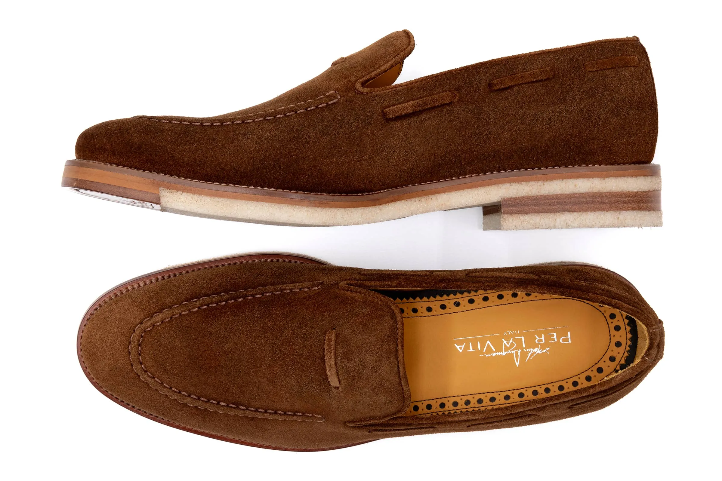 Tuscan Italian Suede Venetian Loafers - Sigaro
