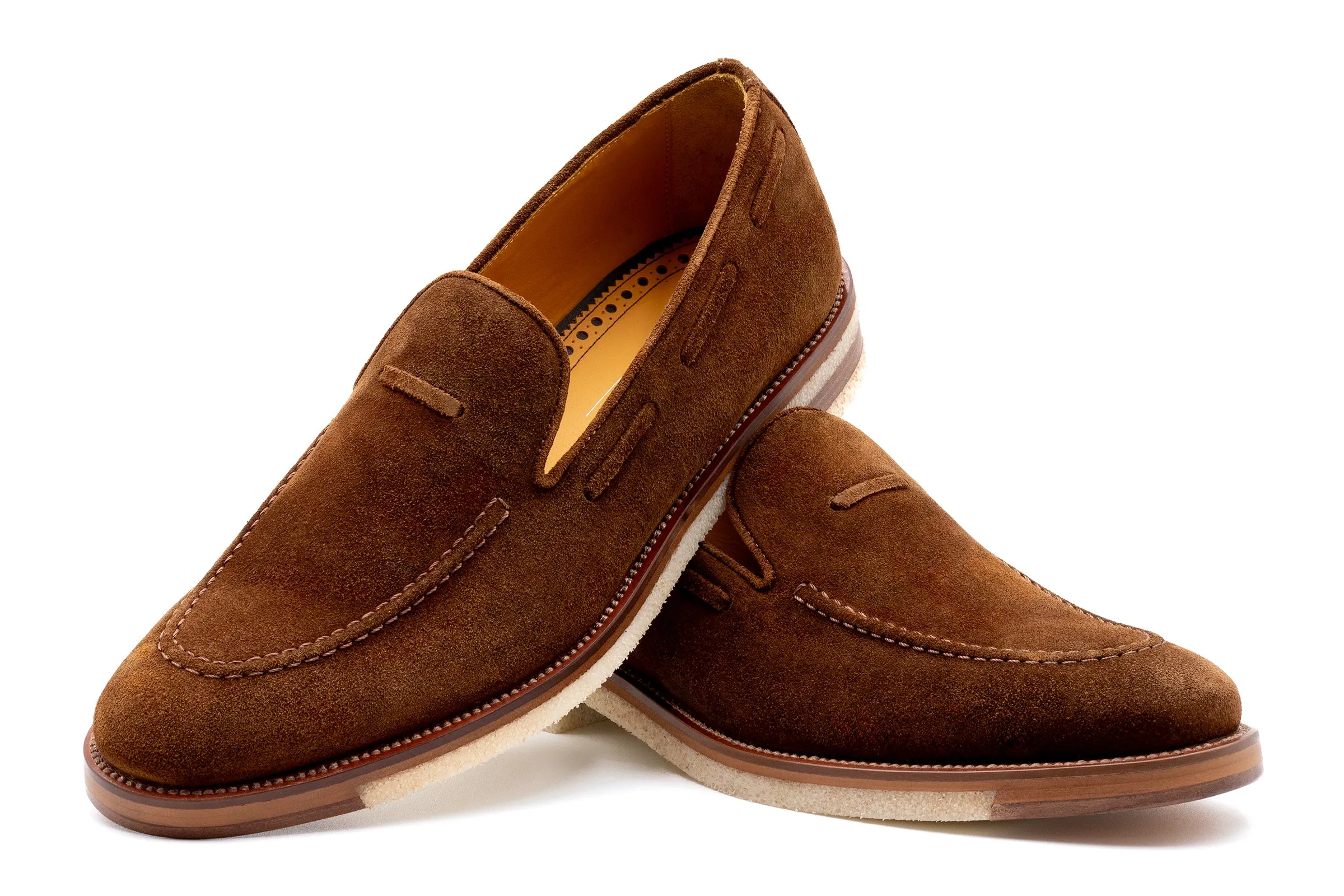 Tuscan Italian Suede Venetian Loafers - Sigaro