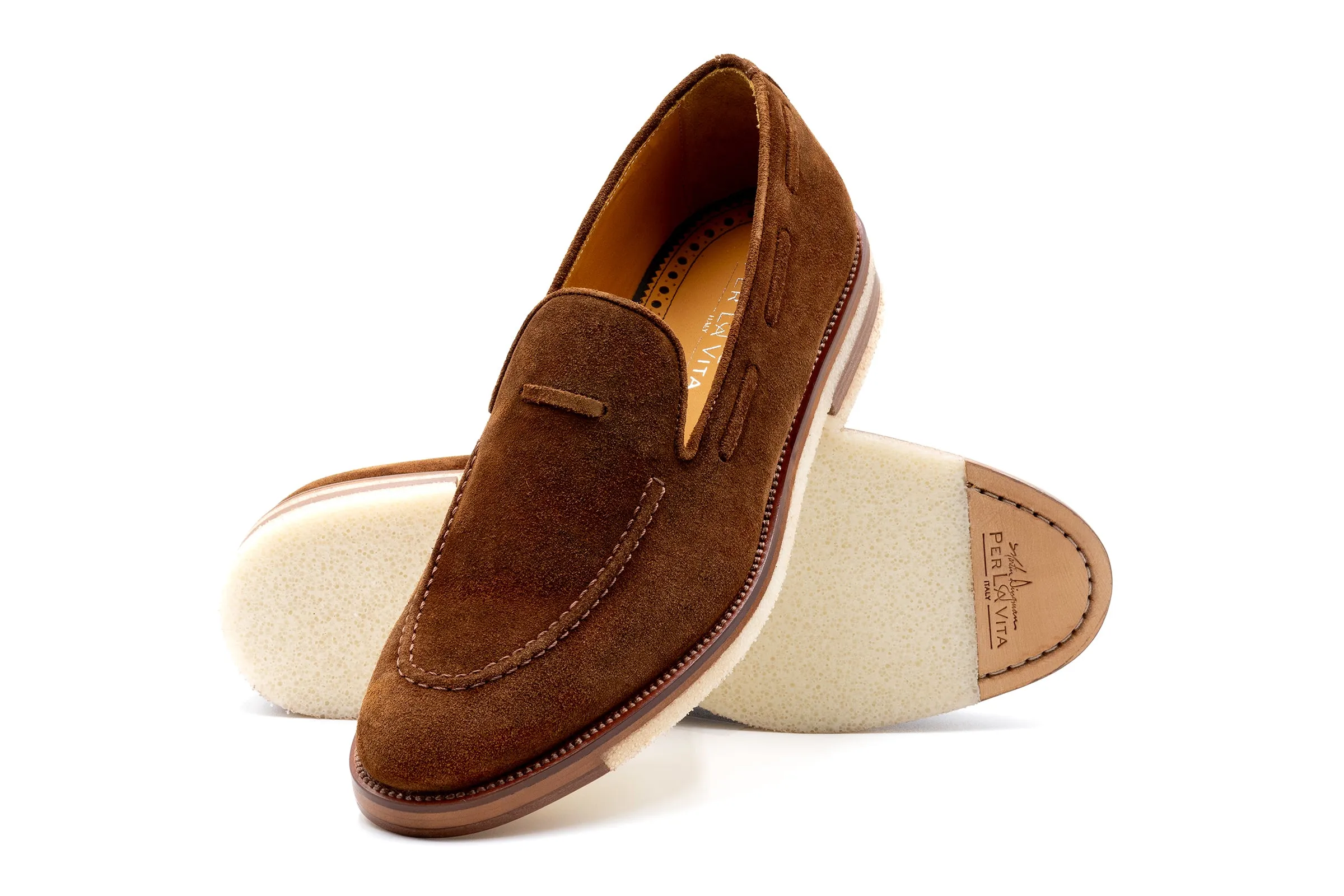 Tuscan Italian Suede Venetian Loafers - Sigaro
