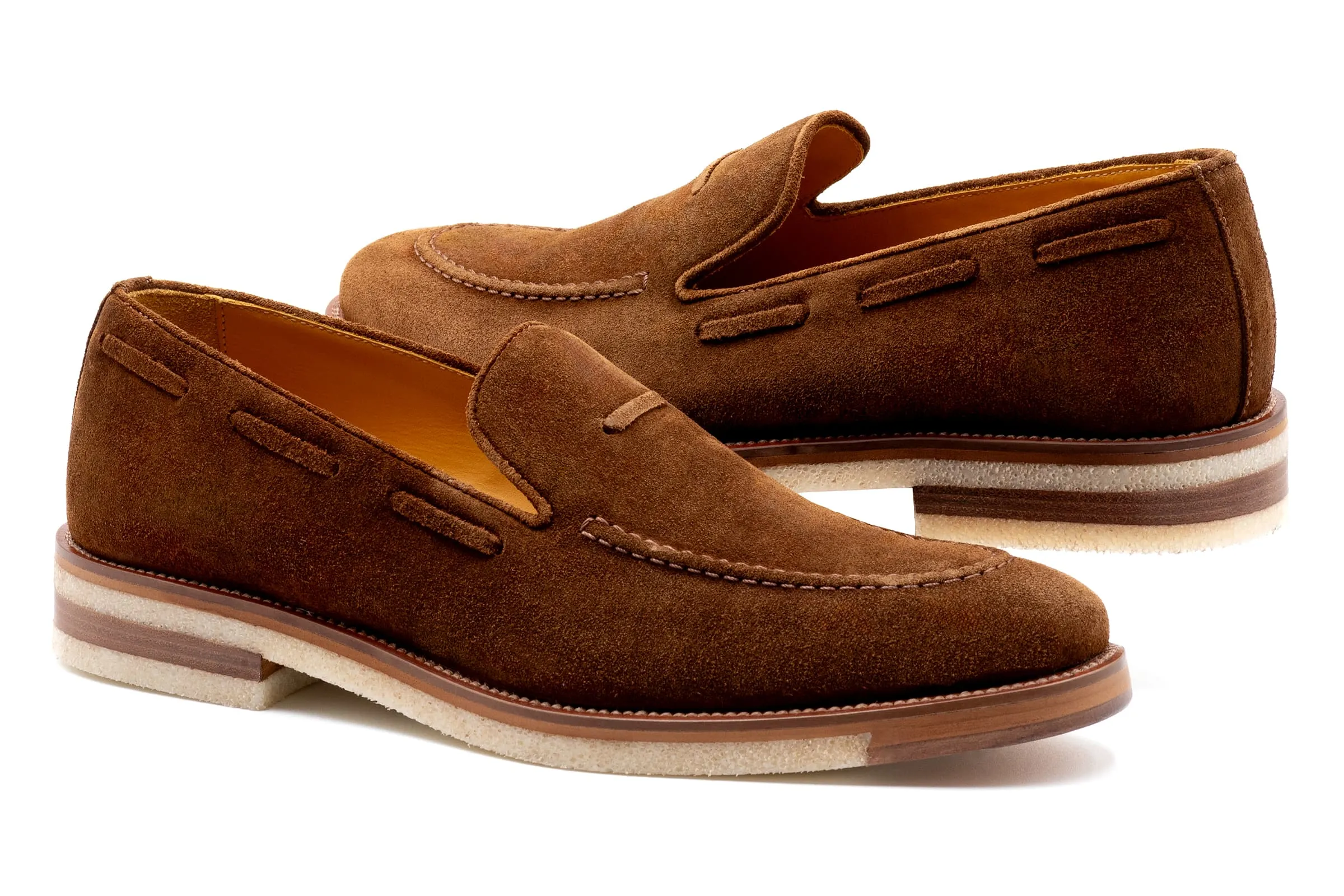 Tuscan Italian Suede Venetian Loafers - Sigaro