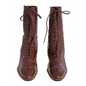 Vintage Womens Mahogany Leather High Top  Lace Boots 1910 Sz 5-6