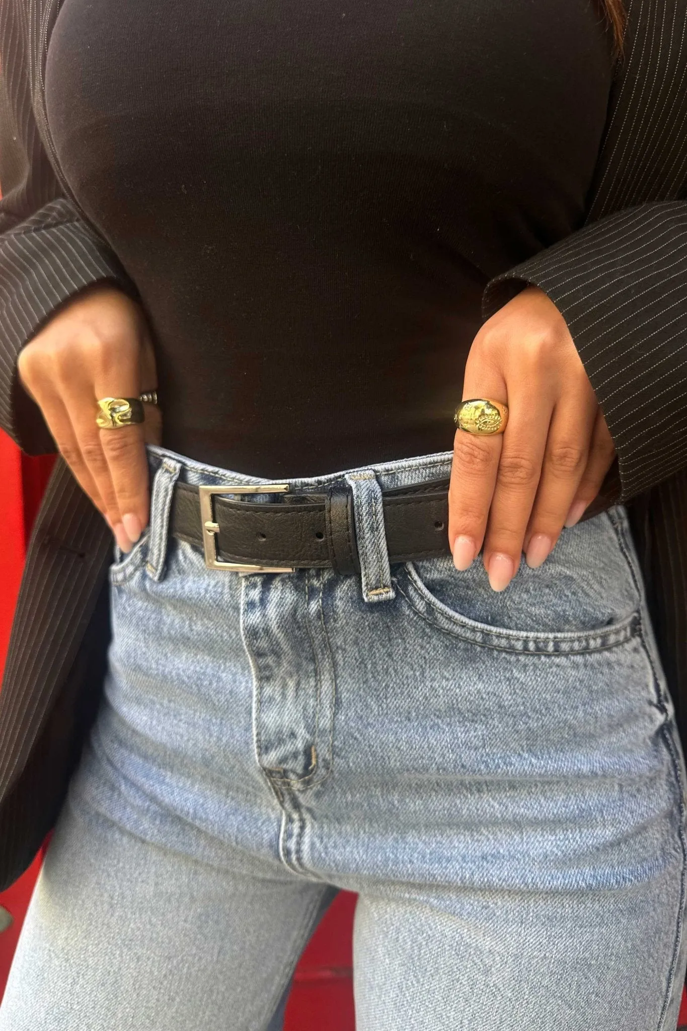 Wide-Leg - High-Waist Washed Light Blue Jeans