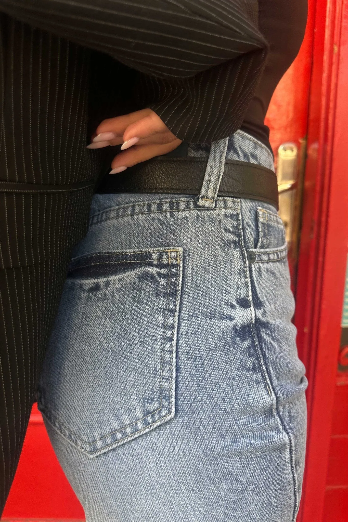 Wide-Leg - High-Waist Washed Light Blue Jeans