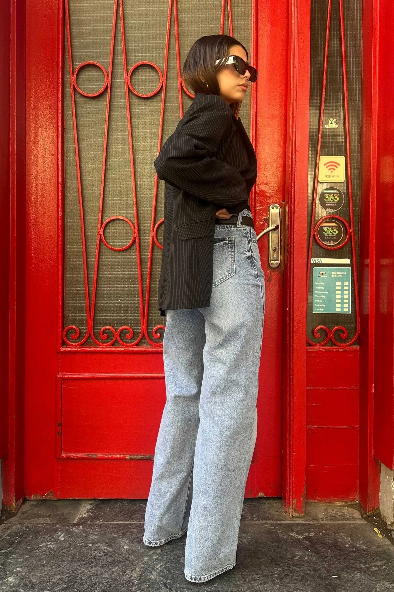 Wide-Leg - High-Waist Washed Light Blue Jeans