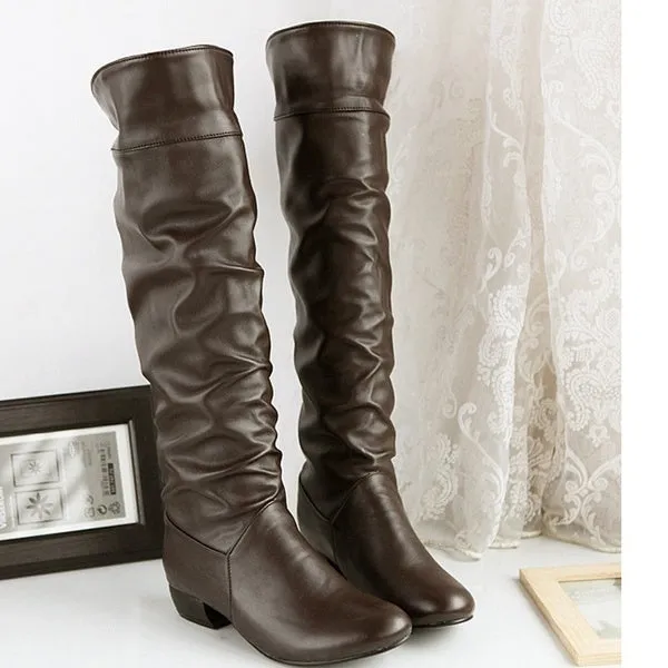 Winter Mid-Calf Leather Boots Black White Brown Flat Heels Half Boots Autumn Winter Shoes