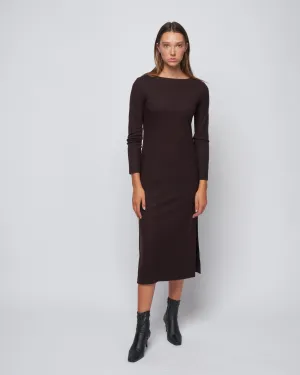 women long dress with double vents superfine merino - bordeaux 535