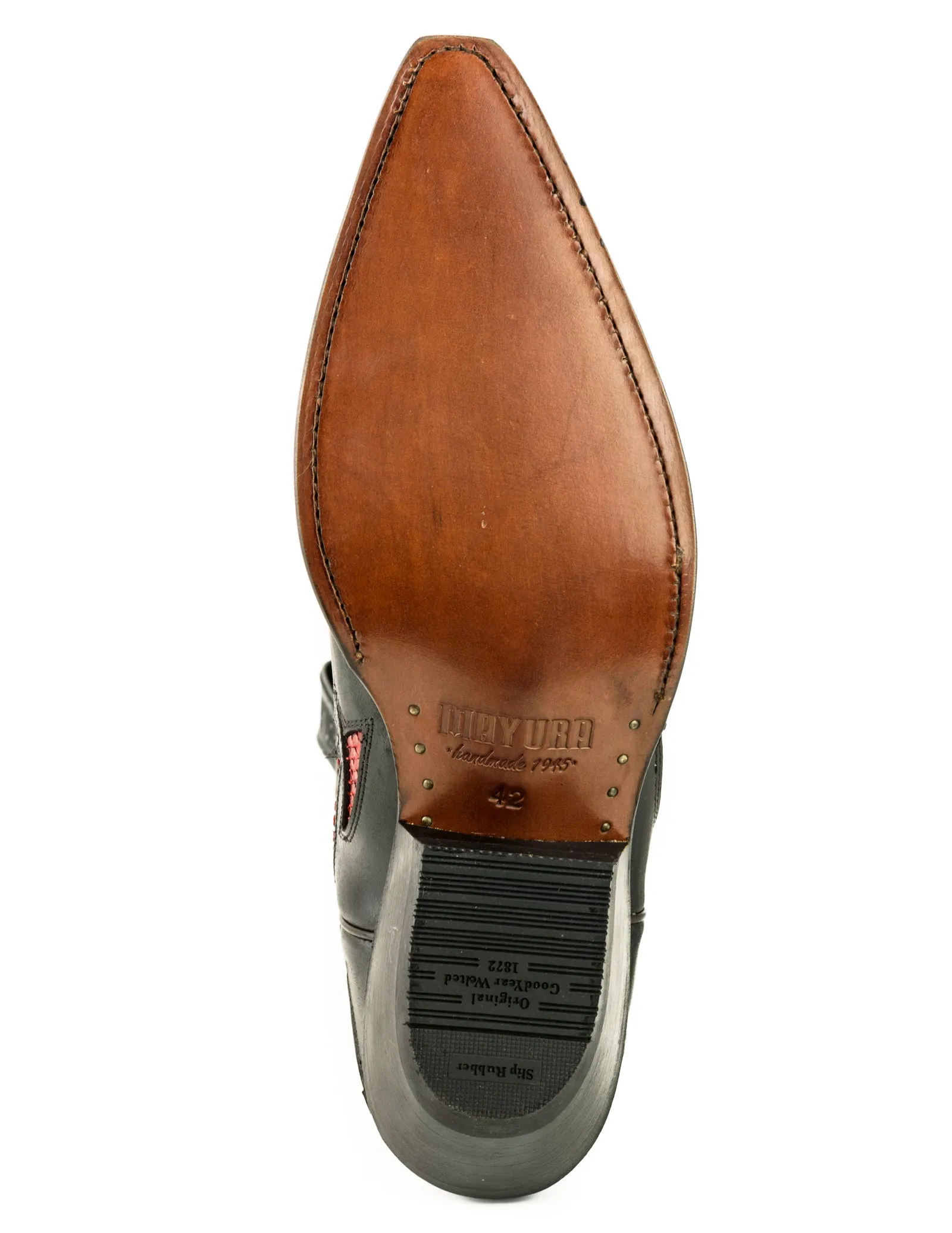 Women's and Men's Exotic Handcrafted Black and Red Leather 1935 Texan Cowboy Boots