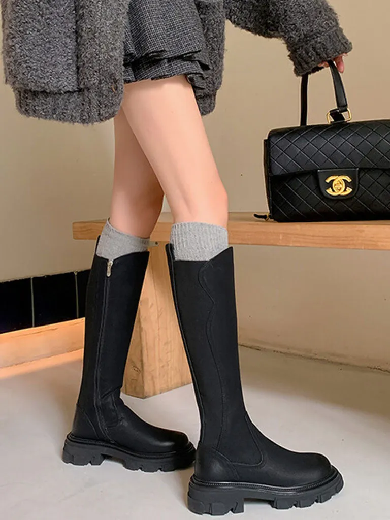 Women's Boots Platform Round Toe Knee High Boots Casual