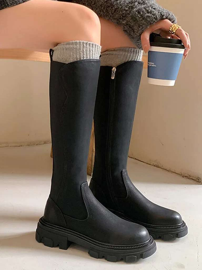 Women's Boots Platform Round Toe Knee High Boots Casual
