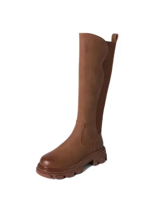 Women's Boots Platform Round Toe Knee High Boots Casual