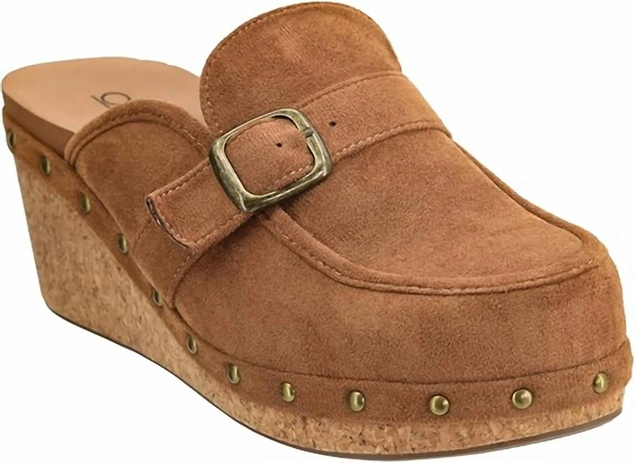 Women's Just Precious Wedge Clogs In Brown Faux Suede