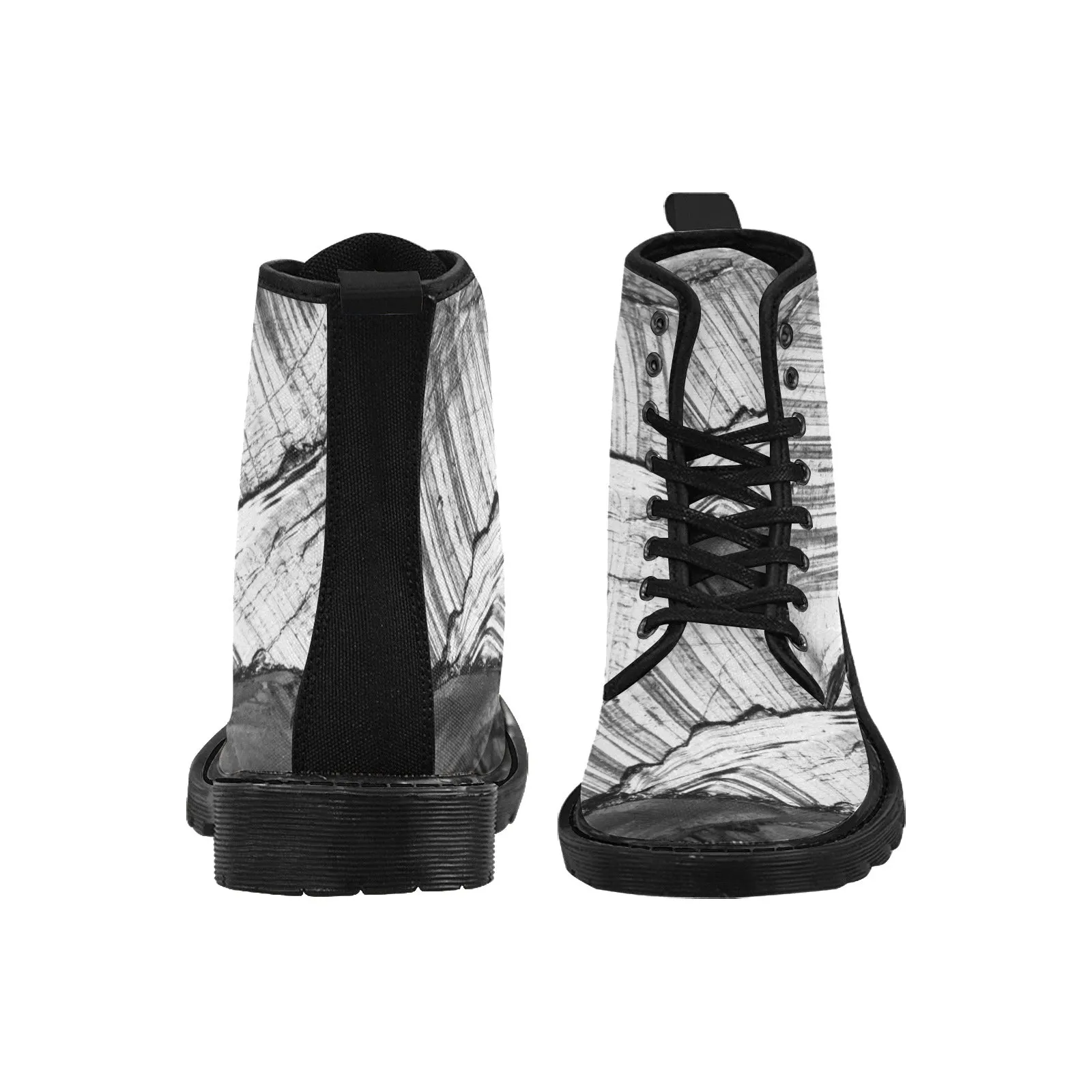 Women's Lace Up Canvas Boots - Shungite