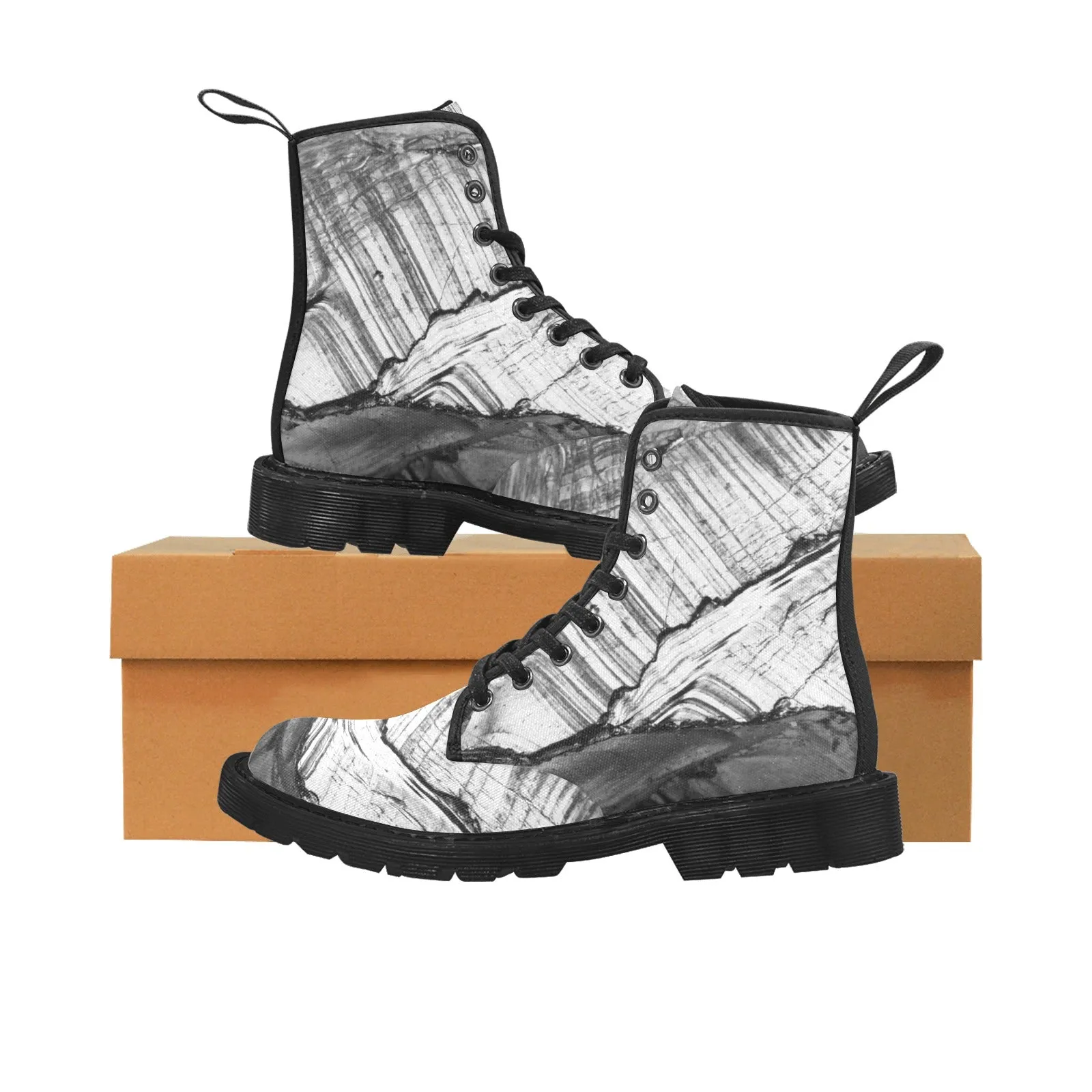 Women's Lace Up Canvas Boots - Shungite