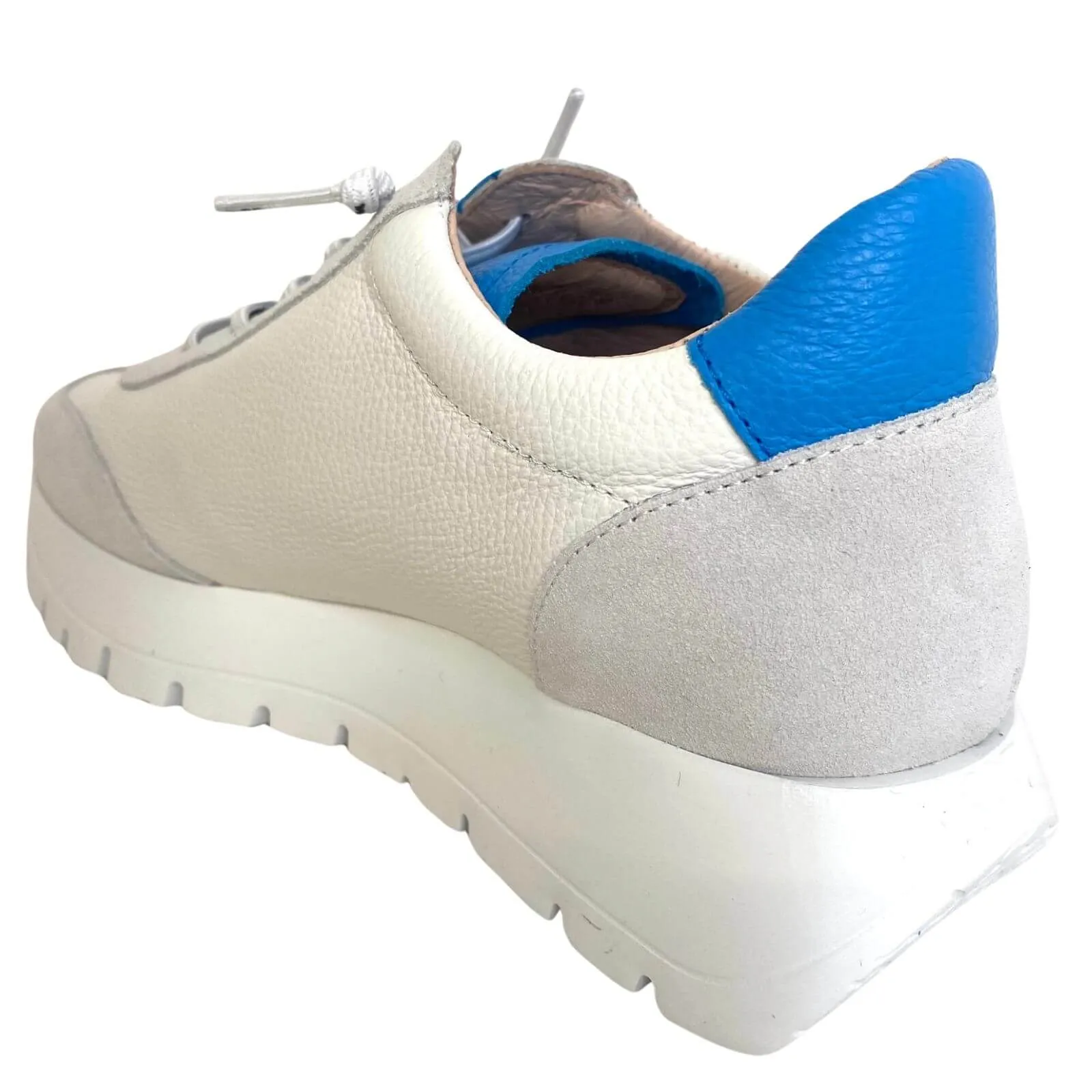 Wonders Off White & Blue Suede Leather Sneakers