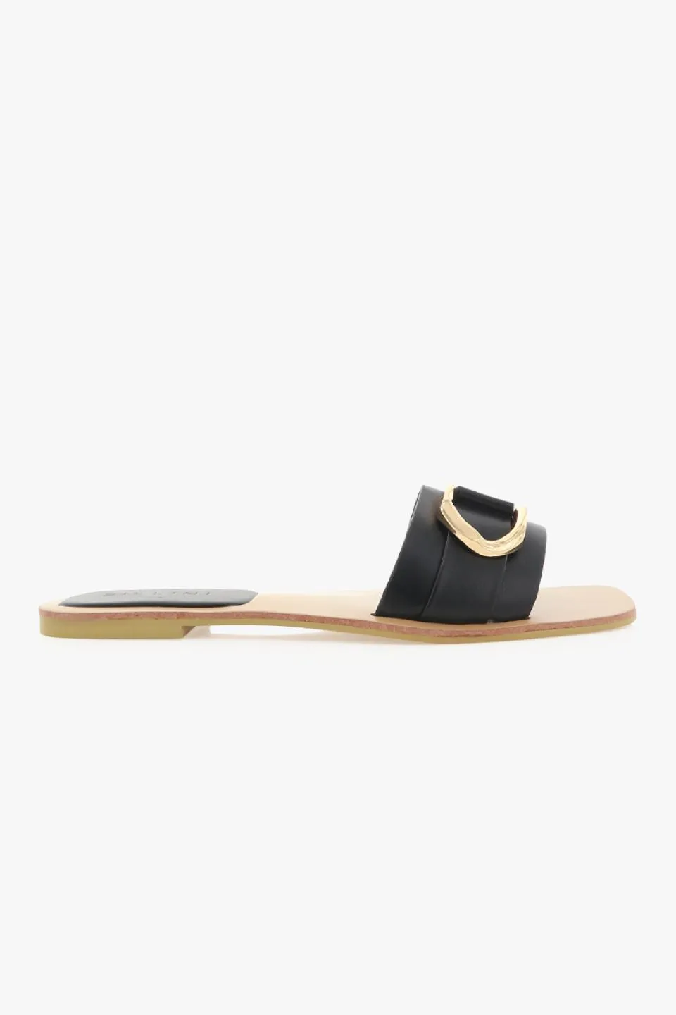 Zoia Black Gold Buckle Slide