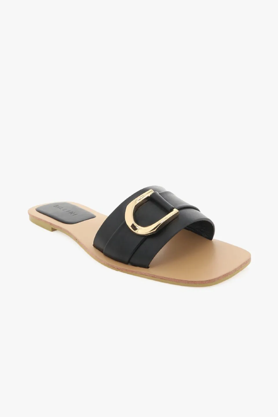 Zoia Black Gold Buckle Slide